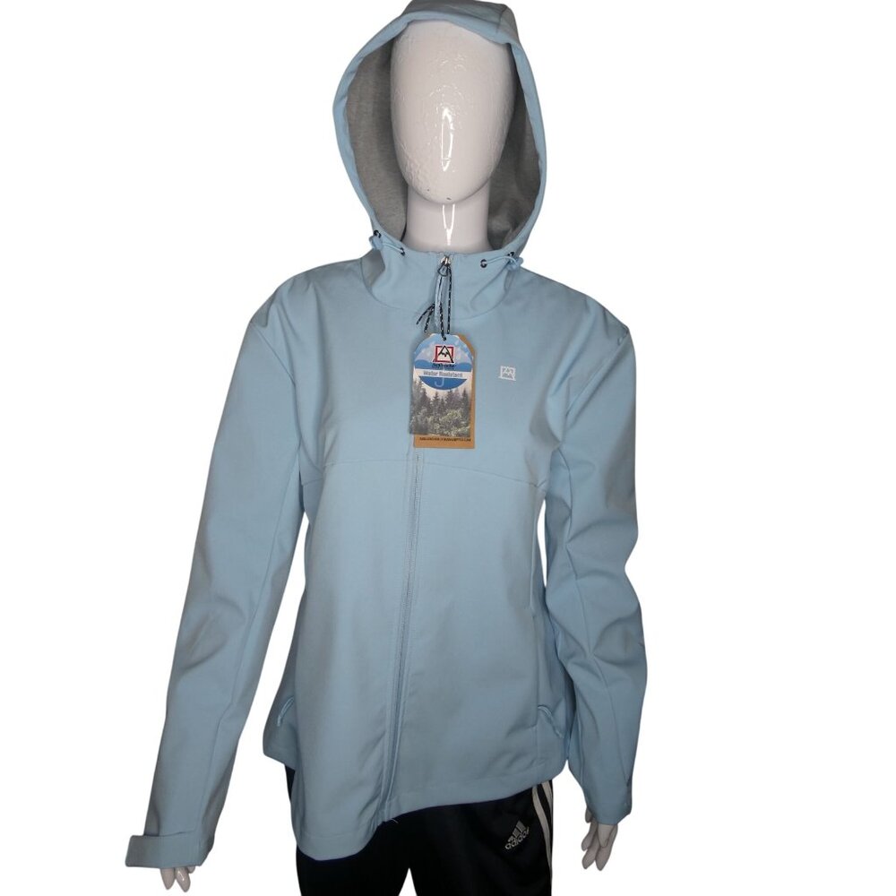 Avalanche Baby Blue full zip waterproof women's jacket with hood size XL